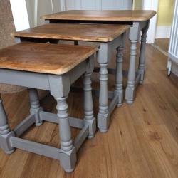 Up Cycled Solid Oak Nest of Tables/Coffee Tables