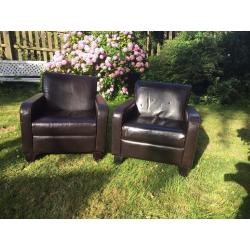 Two leather armchairs in good condition