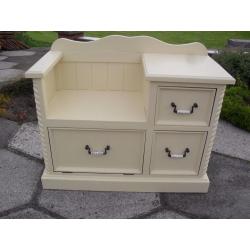 Shabby Chic Solid Pine Farmhouse Country Telephone Table In Farrow & Ball Cream No 67