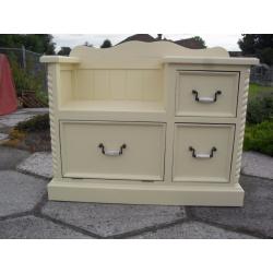 Shabby Chic Solid Pine Farmhouse Country Telephone Table In Farrow & Ball Cream No 67