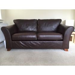 Real Brown Leather Sofa (ex. M&S) - Collection Only