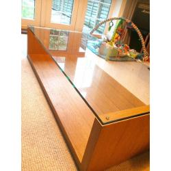 Oak and glass coffee table