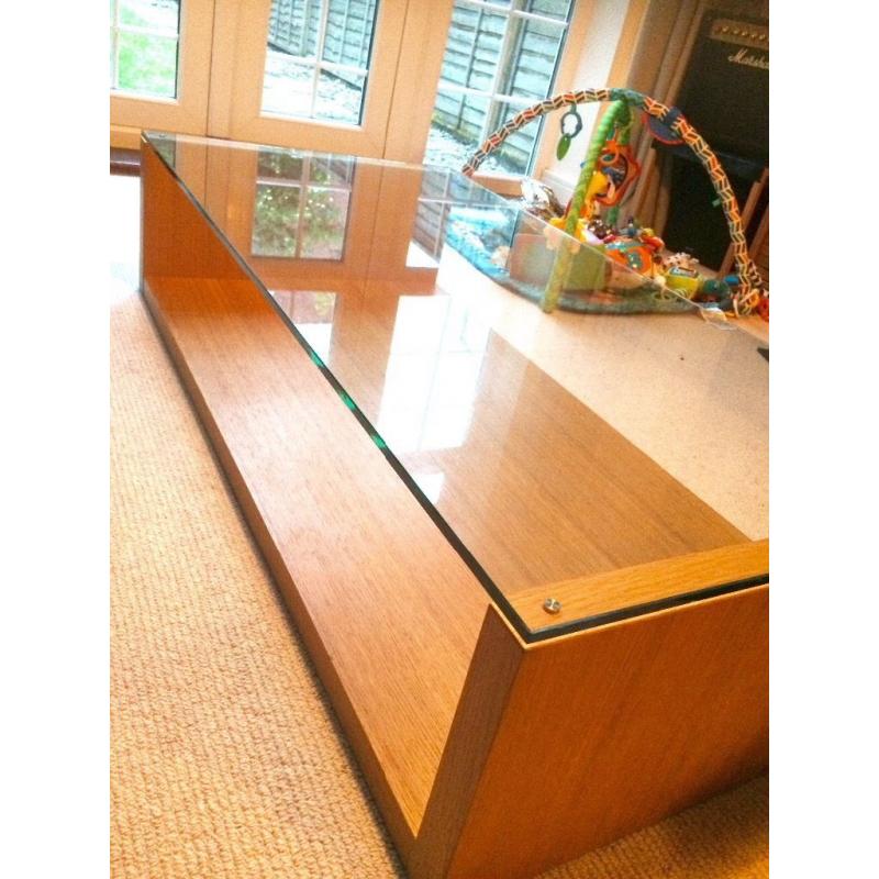 Oak and glass coffee table