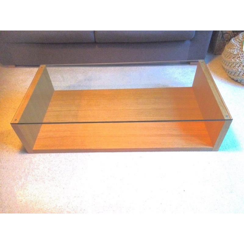 Oak and glass coffee table