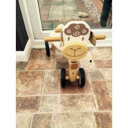 Baby wooden teddy bike