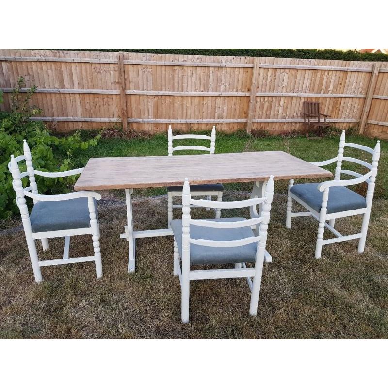 refectory solid oak table with 4 chairs