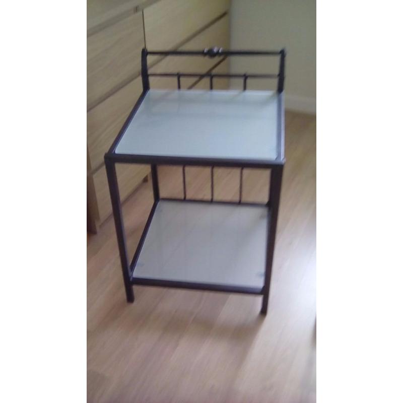 Lamp tables, metal frame with glass