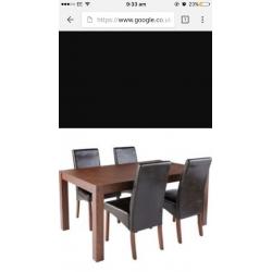 Solid wood table with 4 leather chairs