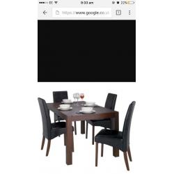 Solid wood table with 4 leather chairs