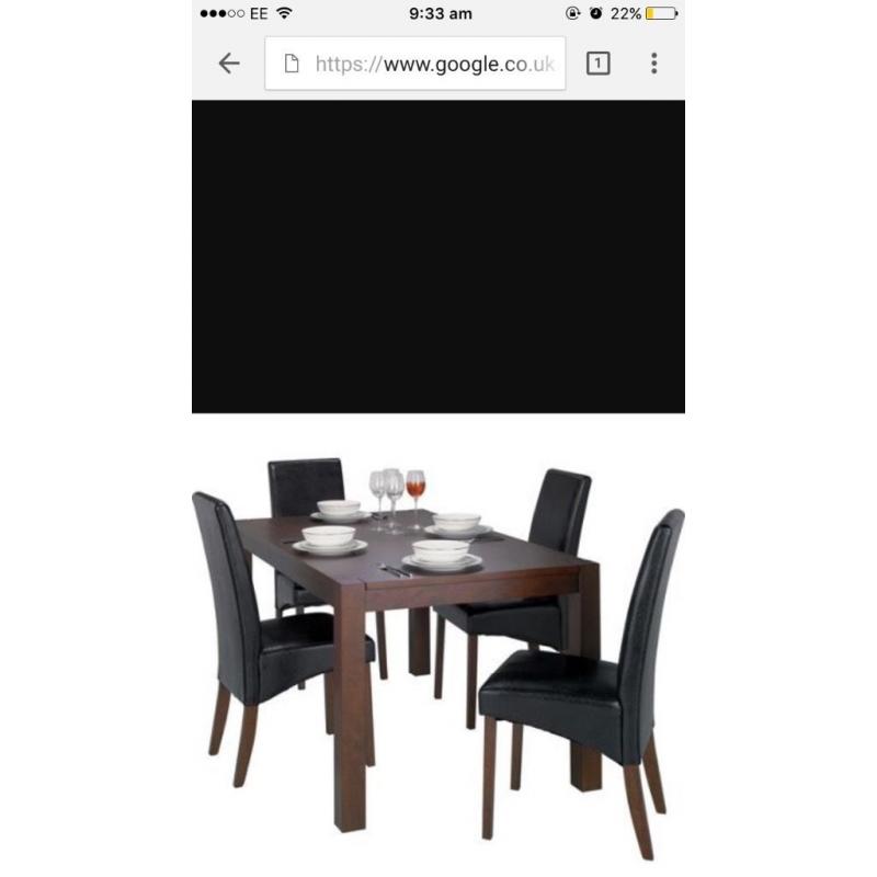 Solid wood table with 4 leather chairs