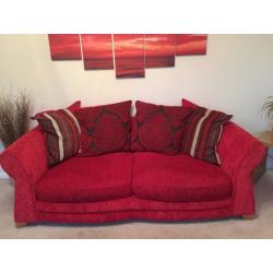 Set of 2 Red Fabric Sofas - 1 x 2 Seater & 1 x 3 Seater