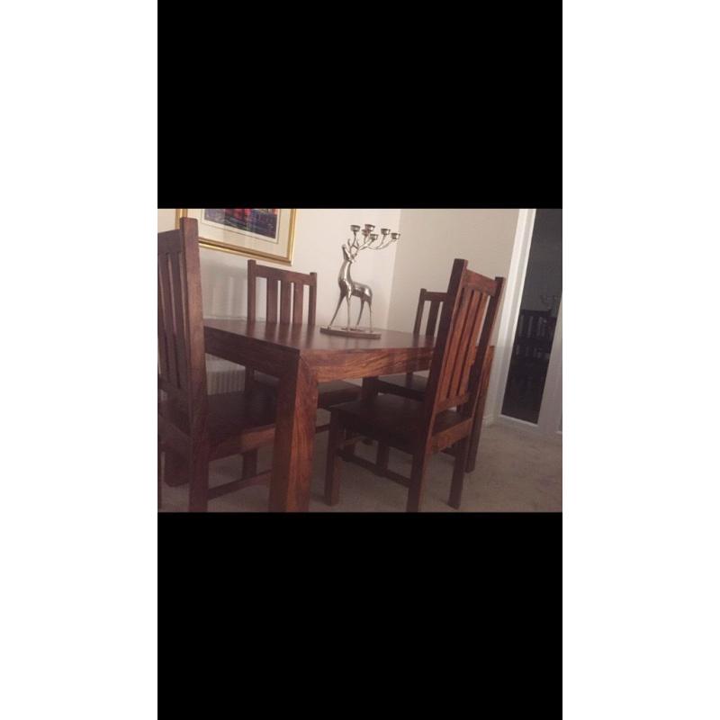 Solid Wood Table & 4 Chairs