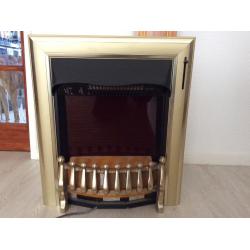 FIREPLACE, MARBLE HEARTH, ELECTRIC INSERT