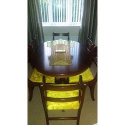 Solid Mahogony Dining Room Table with Extender and 6 Chairs