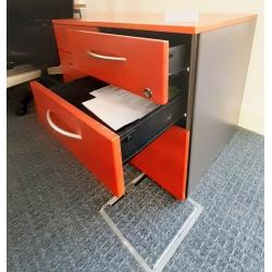 Chestnut brown Pedestal desk storage draws