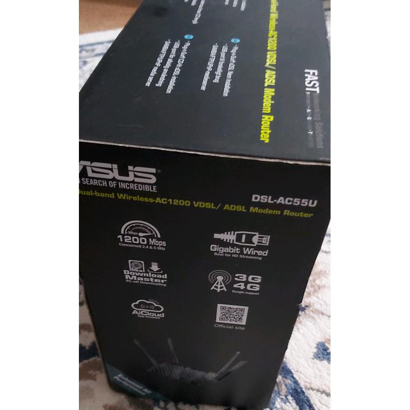 New in box ASUS DSL-AC55U Dual-band wireless AC1200VDSL modem router