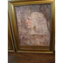 PAIR OF MATCHING LARGE GOLD PICTURES 37" TALL 27" WIDE 1 CLEOPATRA 1 RAMSES COST ?140 ONLY ?40 PAIR