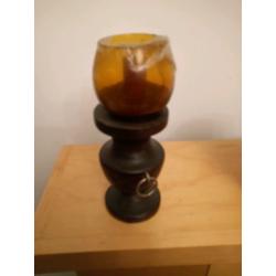 Treen wooden candle holder